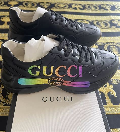 gucci apollo leather sneakers|black gucci sneakers men's.